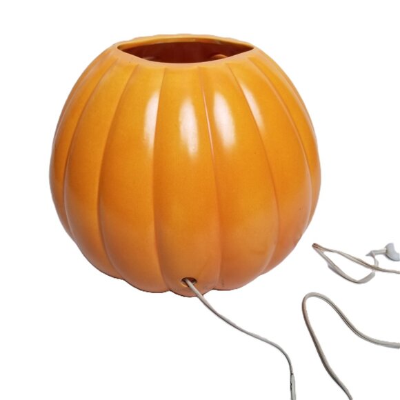 Ceramic Halloween Pumpkin Orange BOO Light Up Decoration Jack O Lantern Vintage - Picture 5 of 13